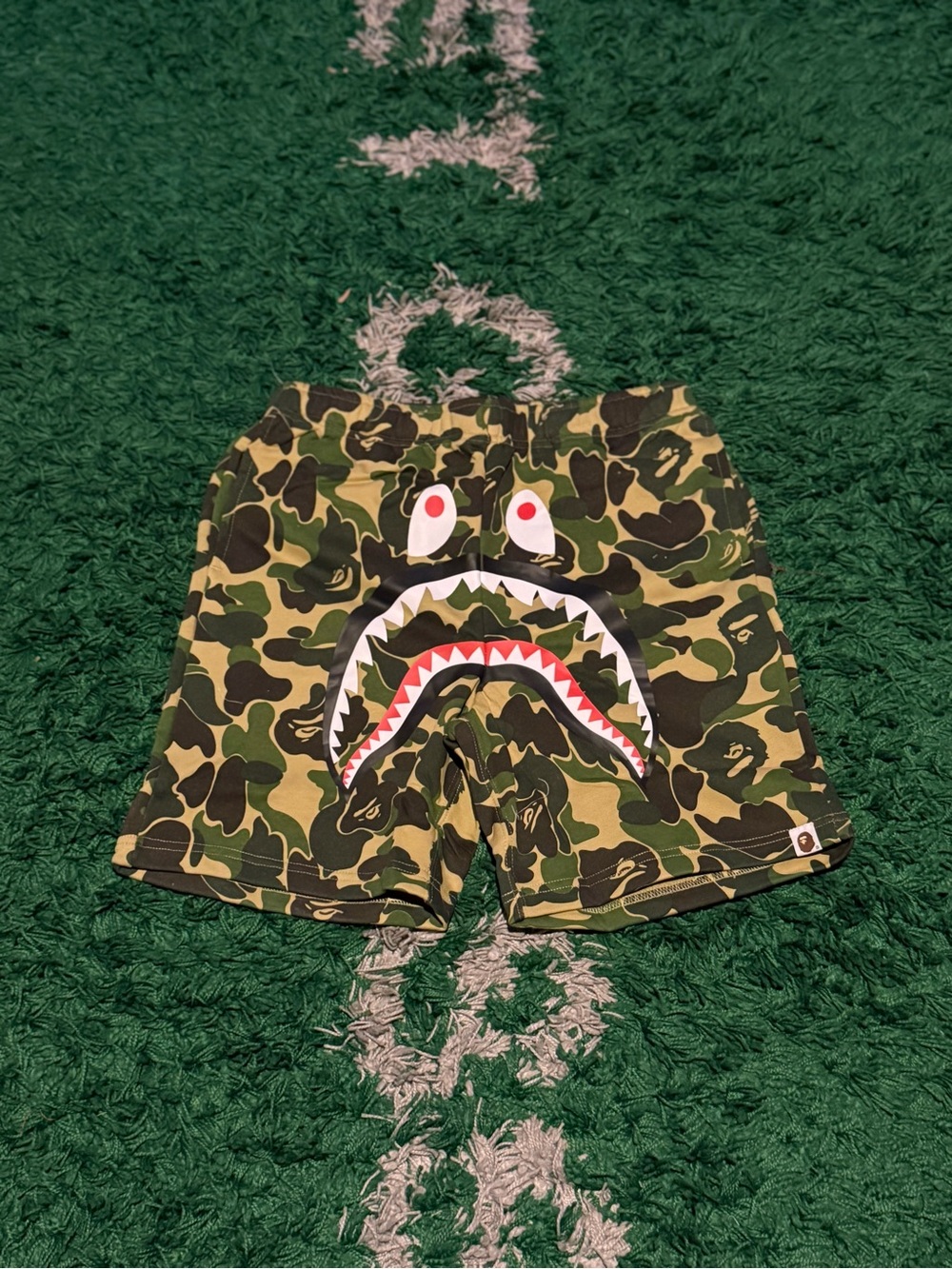 Bape Green Camo Shark Shorts